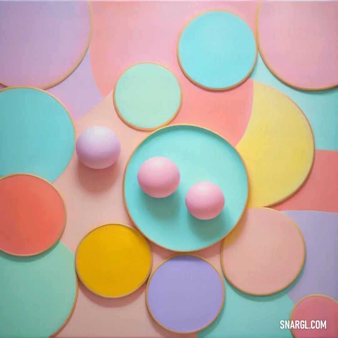 PANTONE 2005 color example: Plate with two pink and one blue balls on it and a pink and blue plate