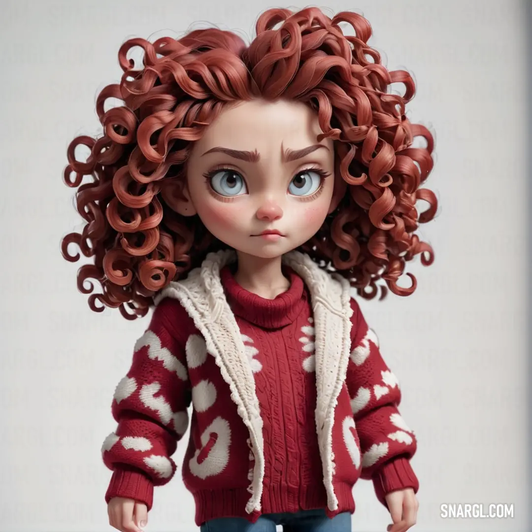 Doll with red hair and a sweater on