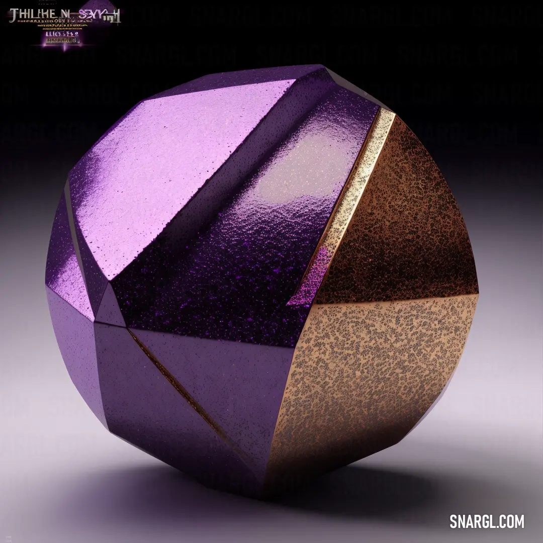 Purple and gold object is shown on a black background. Color PANTONE 2072.