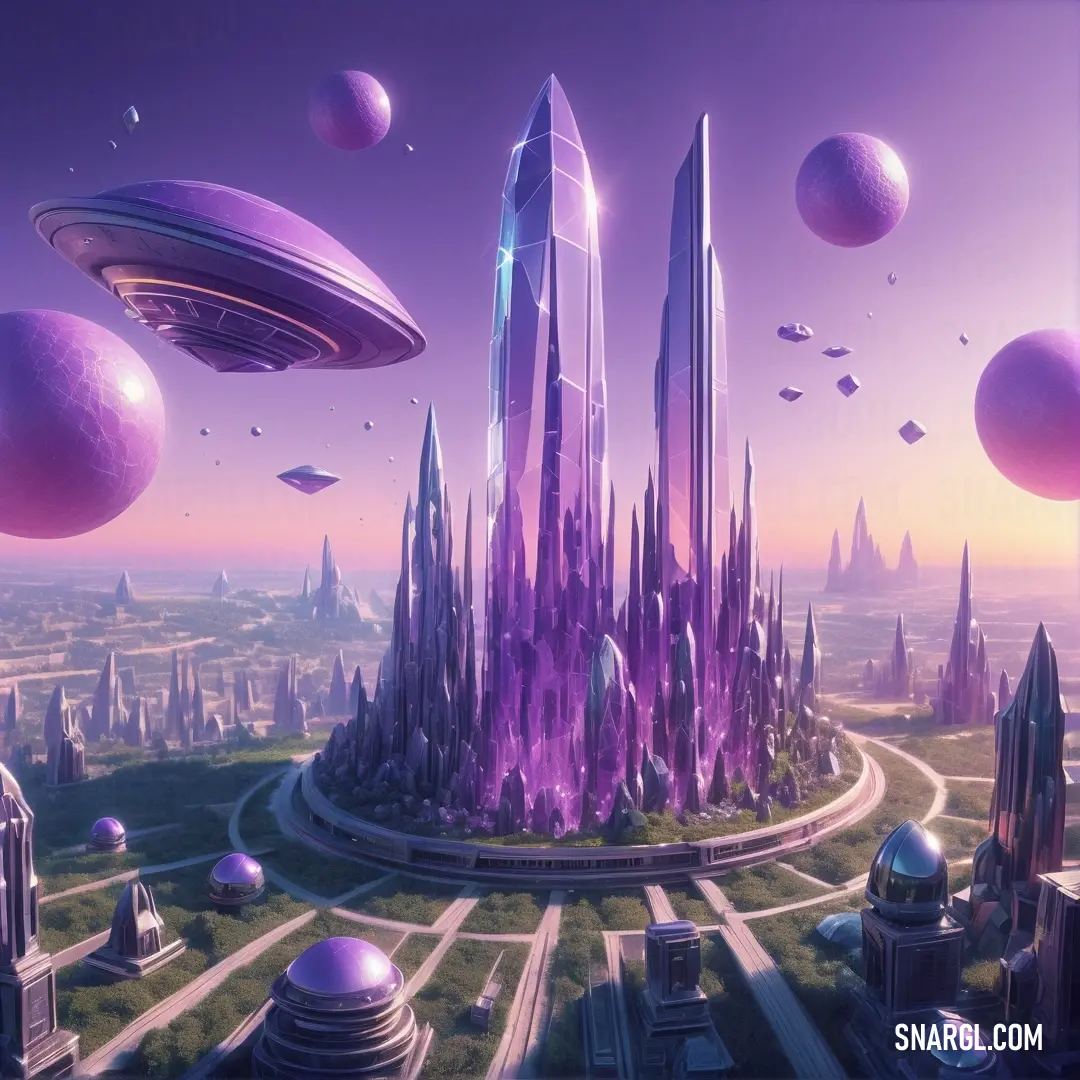 Futuristic city with a lot of tall buildings and flying objects in the sky above it is a futuristic city with a lot of tall buildings and flying objects