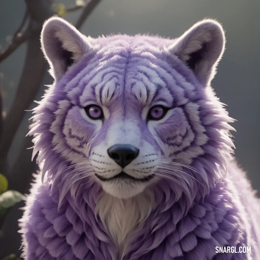 PANTONE 2087 color. Purple tiger with white markings on its face and chest