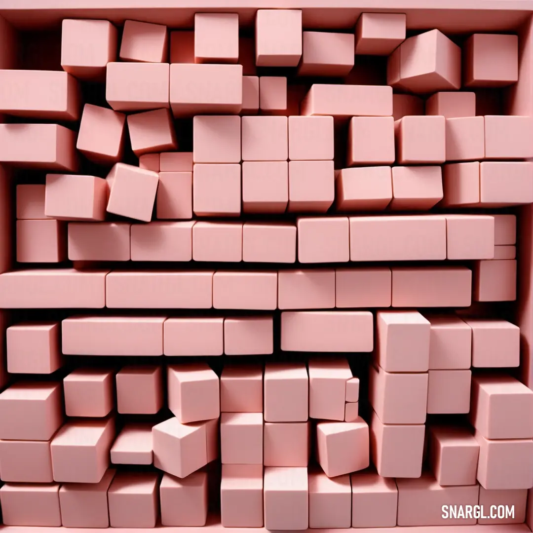 An expansive view of pink cubes intricately stacked to form a captivating box-like structure against a bright white background. The playful arrangement radiates creativity, inviting curiosity and exploration of three-dimensional shapes.