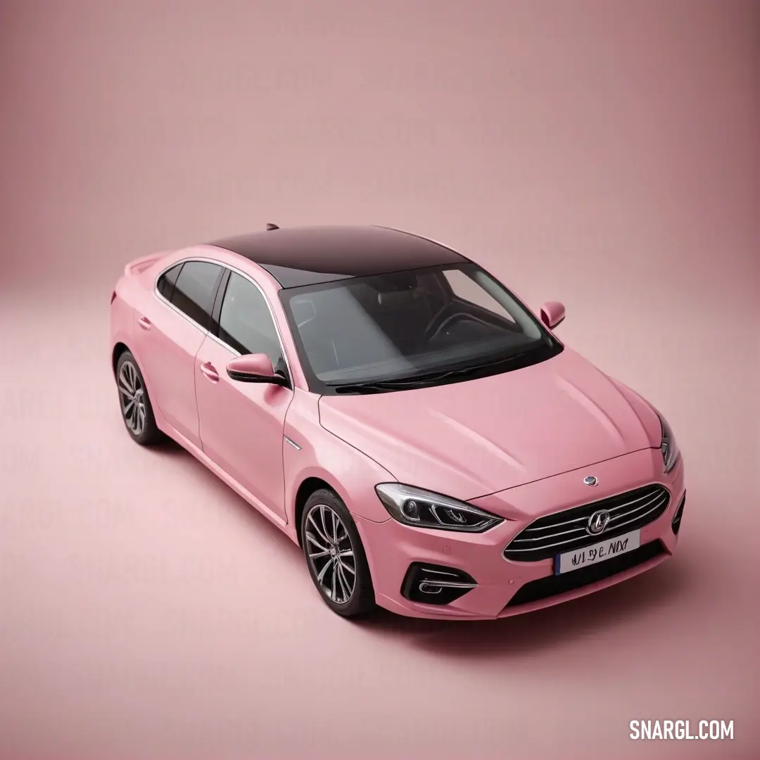 A stunning pink car is presented in a professional studio shot, shining vibrantly against a matching pink backdrop. The elegant lines of the car reflect sophistication and style, captivating all who gaze upon it.