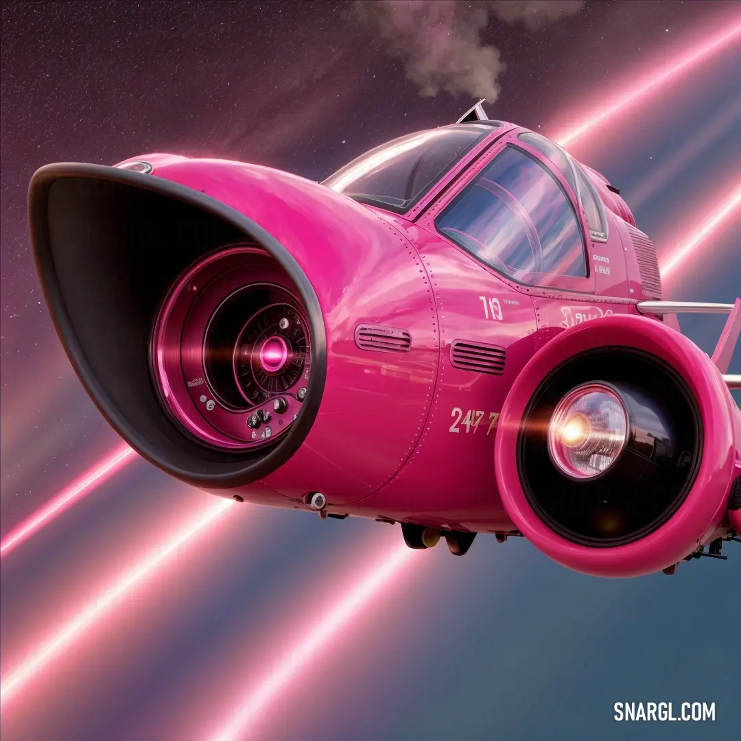 Pink car flying through the air with a pink streak behind it