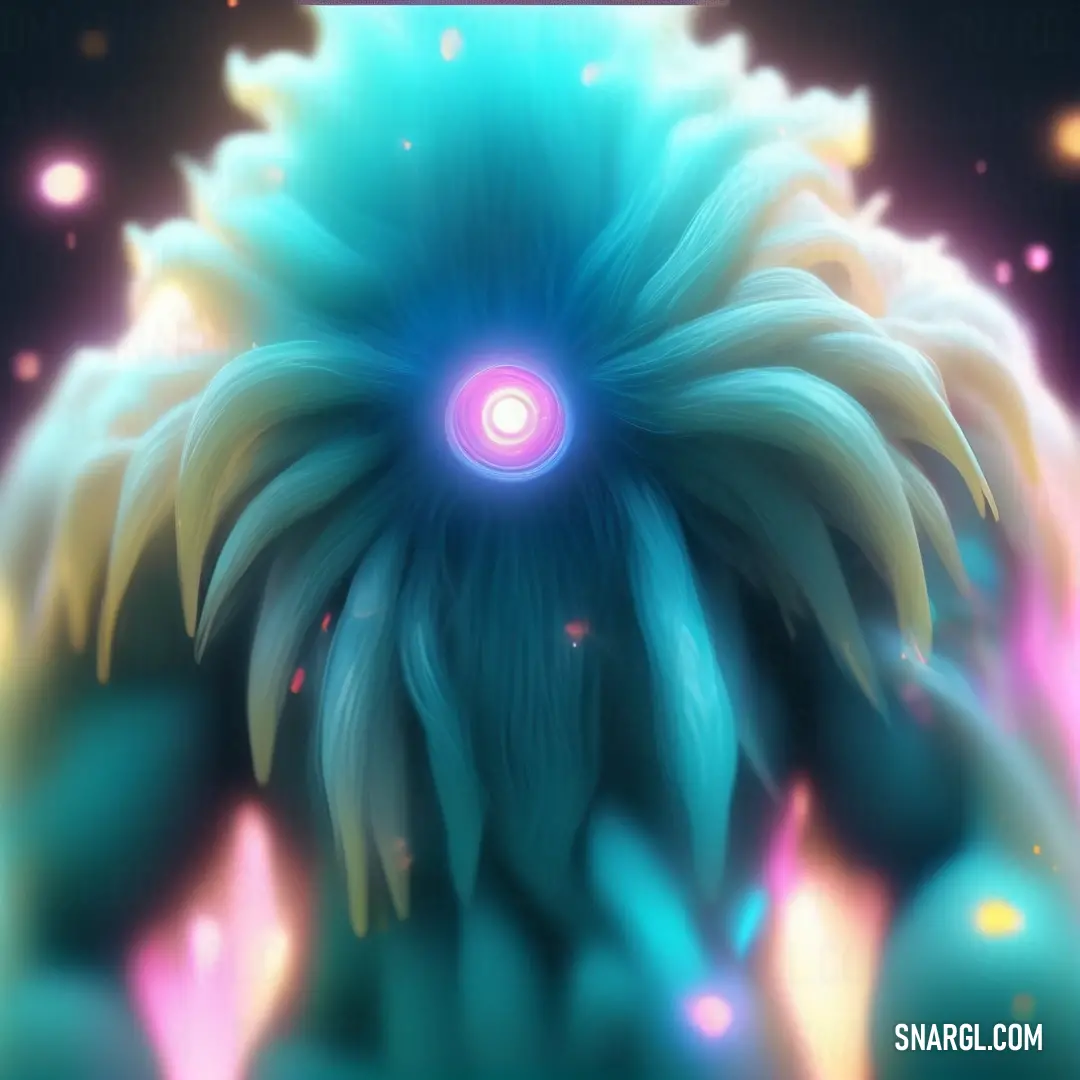 Digital painting of a blue creature with glowing eyes. Color #154F5F.