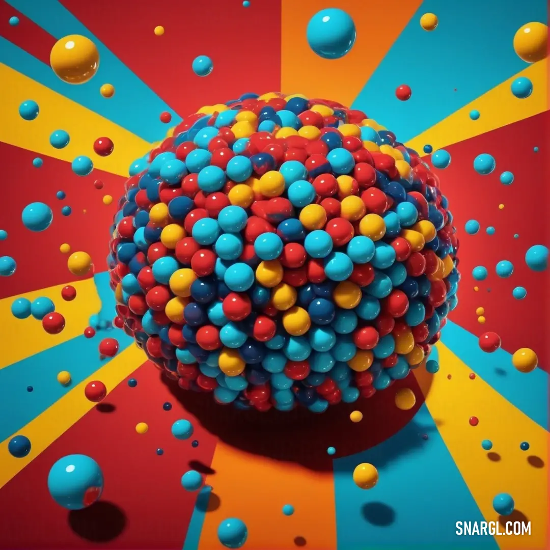 Colorful ball of balls on a colorful background. Example of RGB 0,71,108 color.