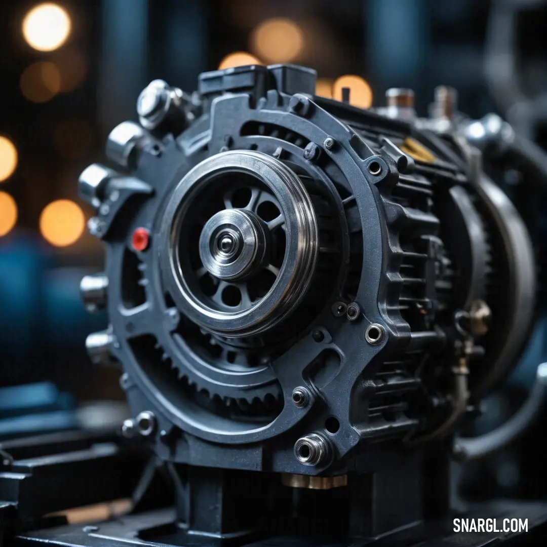 Capture the intricate details of a metallic gear resting on a table, radiating a soft glow from the enchanting lights in the background. This close-up invites viewers into a world where machinery meets artistry, reflecting both beauty and precision.