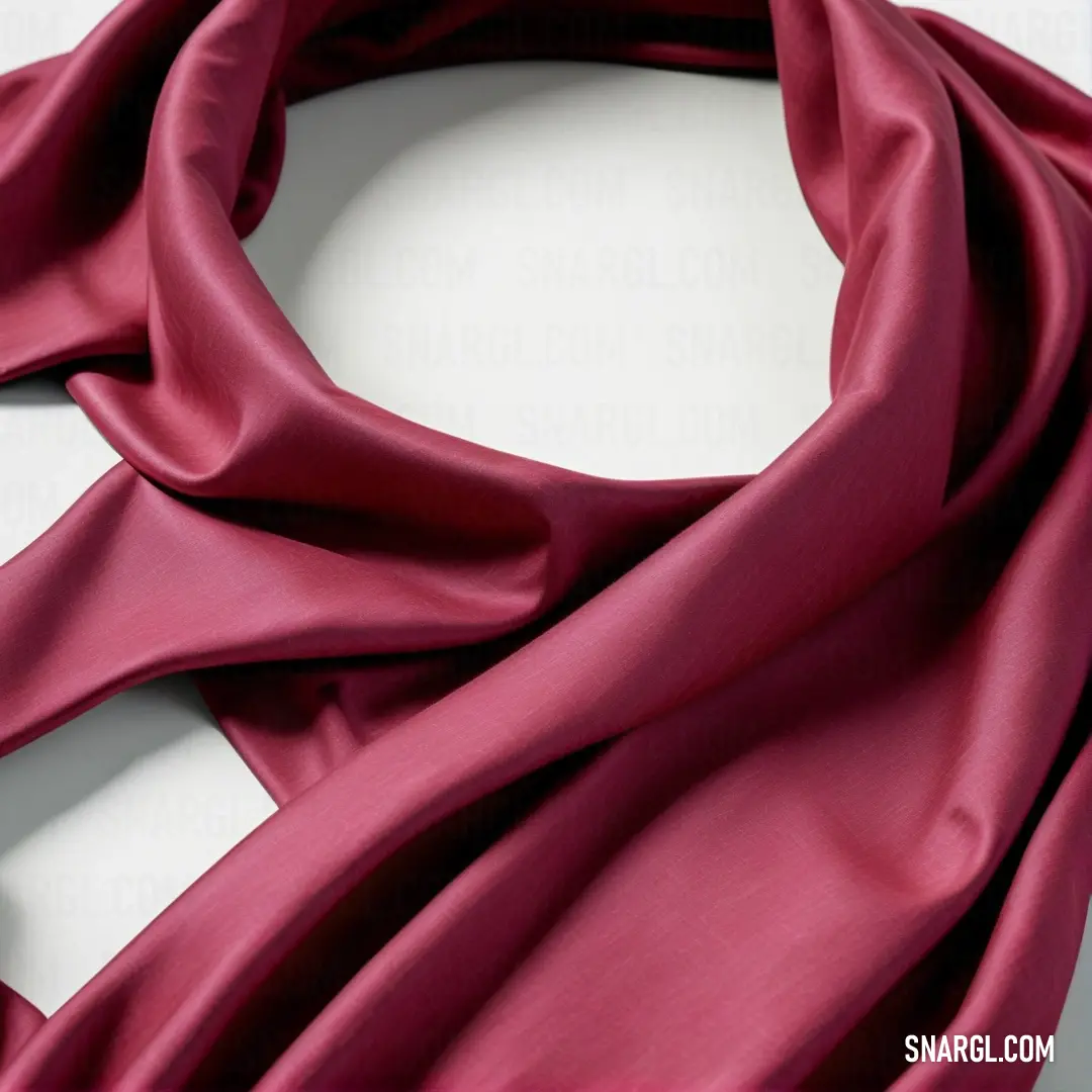 Close up of a red scarf on a white surface with a white background
