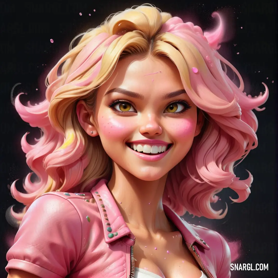 Cartoon girl with pink hair