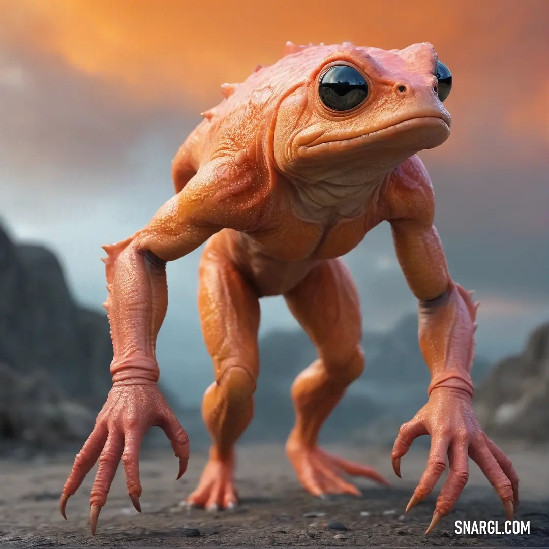 A curious frog with a peculiar expression stands upright on its hind legs, showcasing its unique features in a playful yet intriguing environment, capturing the essence of wonder in the animal kingdom.