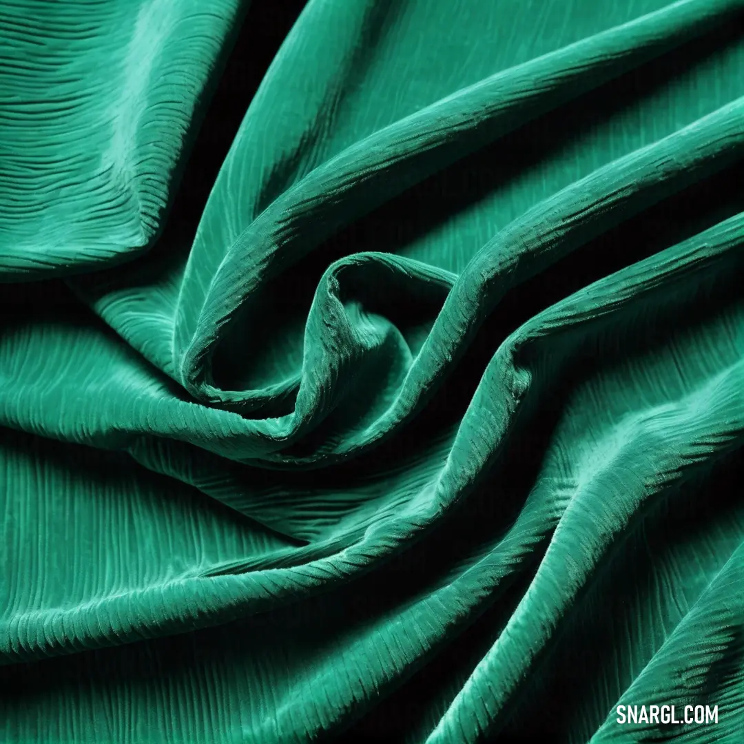 Green fabric with a very thin pattern on it's surface. Color CMYK 74,0,49,0.