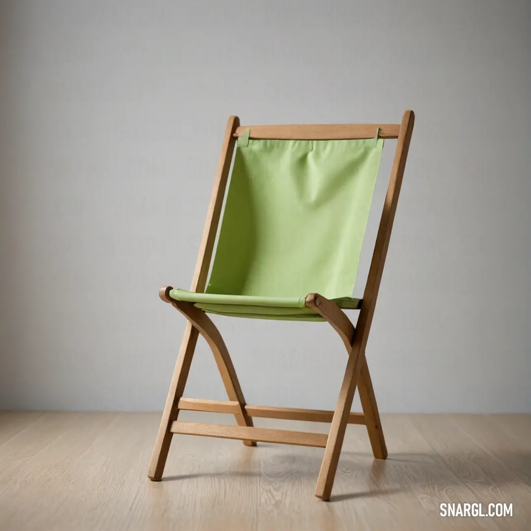 A comfortable green chair with a sturdy wooden frame, featuring a soft green fabric seat cover. The chair's design combines a natural wood tone with a fresh green color, ideal for adding both comfort and a touch of nature to any room.