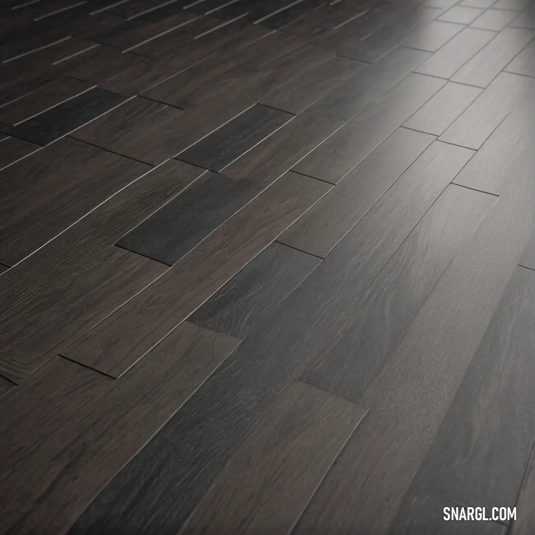 A stylish wooden floor adorned with a bold black and white tile pattern, creating an elegant contrast with the natural wood tones. The color palette is enriched with deep, earthy shades like RGB 103,90,57, enhancing the overall aesthetic.