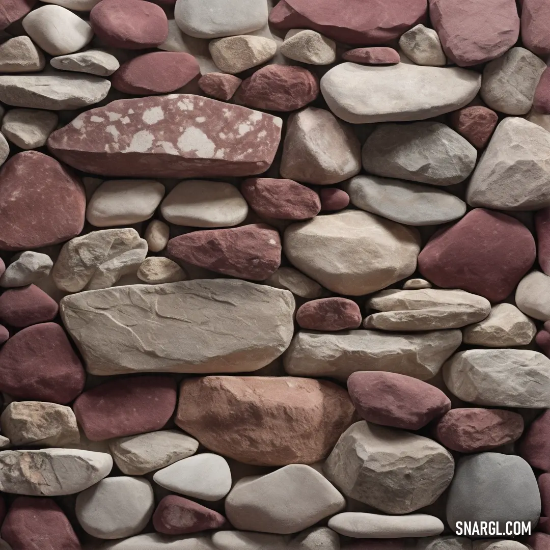 Bunch of rocks that are together in a wall of rocks and gravel. Color #8F8A83.