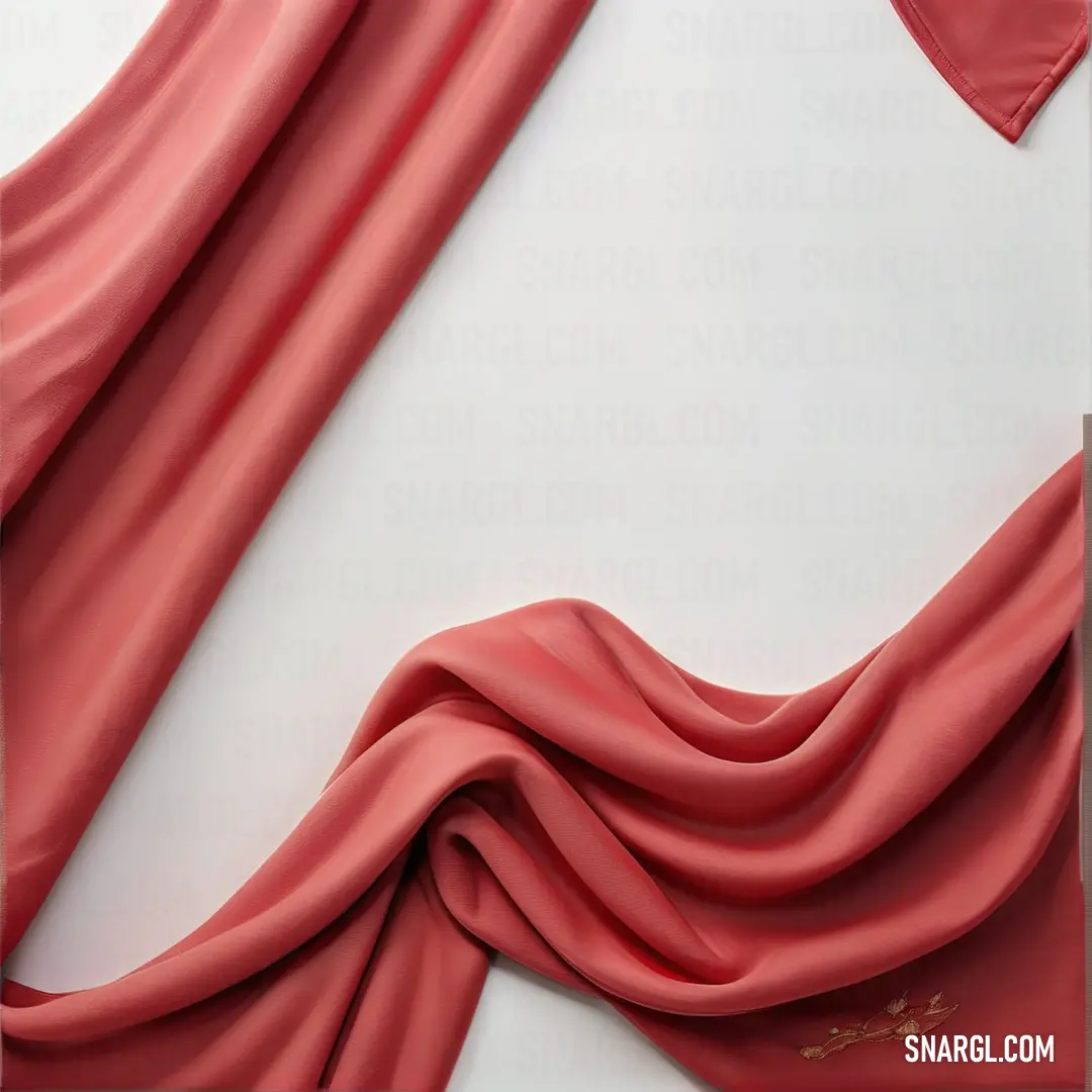 Red curtain with a white background. Example of #DA575A color.
