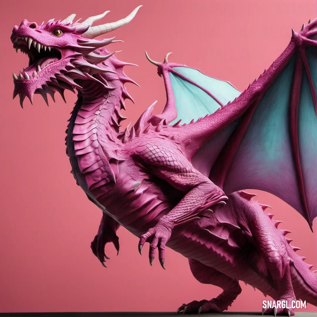 Pink dragon statue on a pink background
