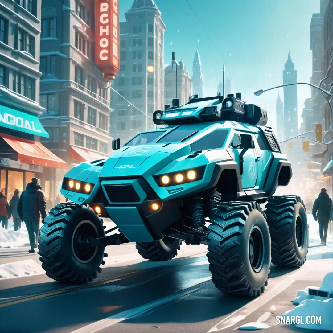 A futuristic vehicle speeds down a neon-lit city street, passing under a sign reading “Robot Patrol.” The sleek design of the vehicle reflects the vibrant city lights, hinting at a world of high-tech adventures.