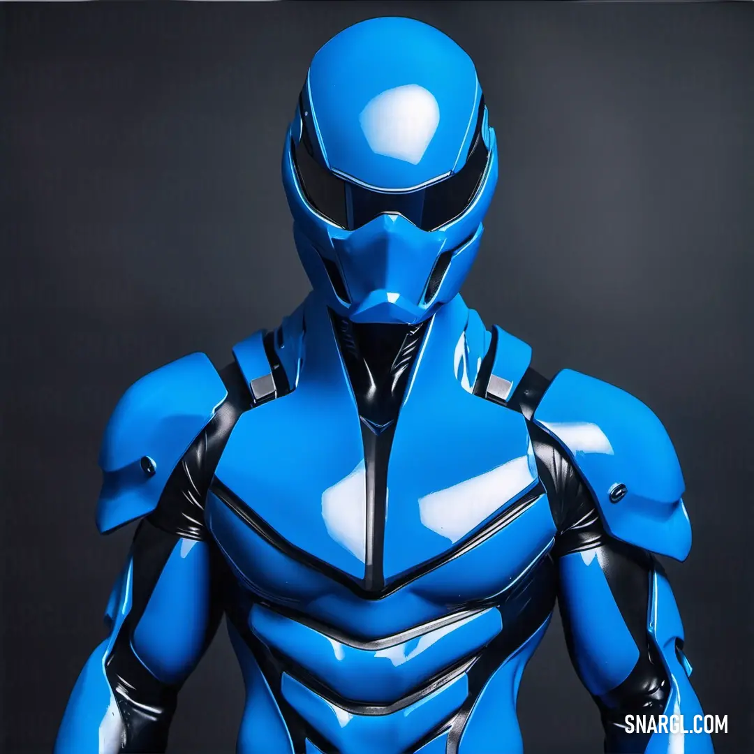 PANTONE 2379 color example: Blue robot is standing in a black background