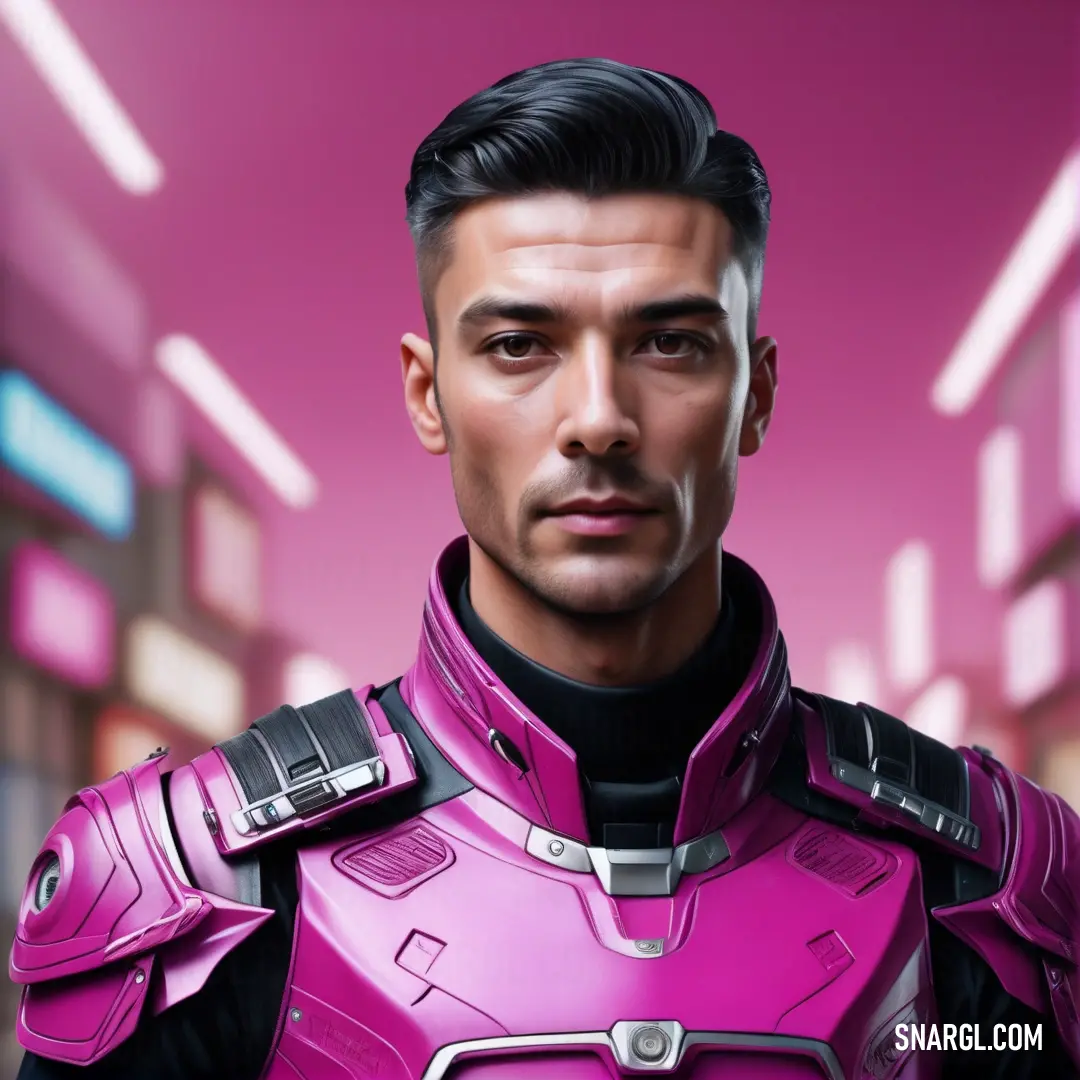 Man in a pink suit with a sci - fi
