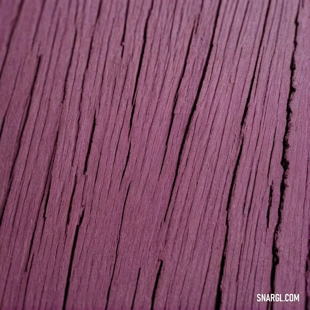 A close-up view of a richly textured wood surface painted in deep shades of purple, showcasing the PANTONE 242 color. This immersive perspective highlights the intricate details and natural beauty found in wood, evoking a sense of warmth and character.