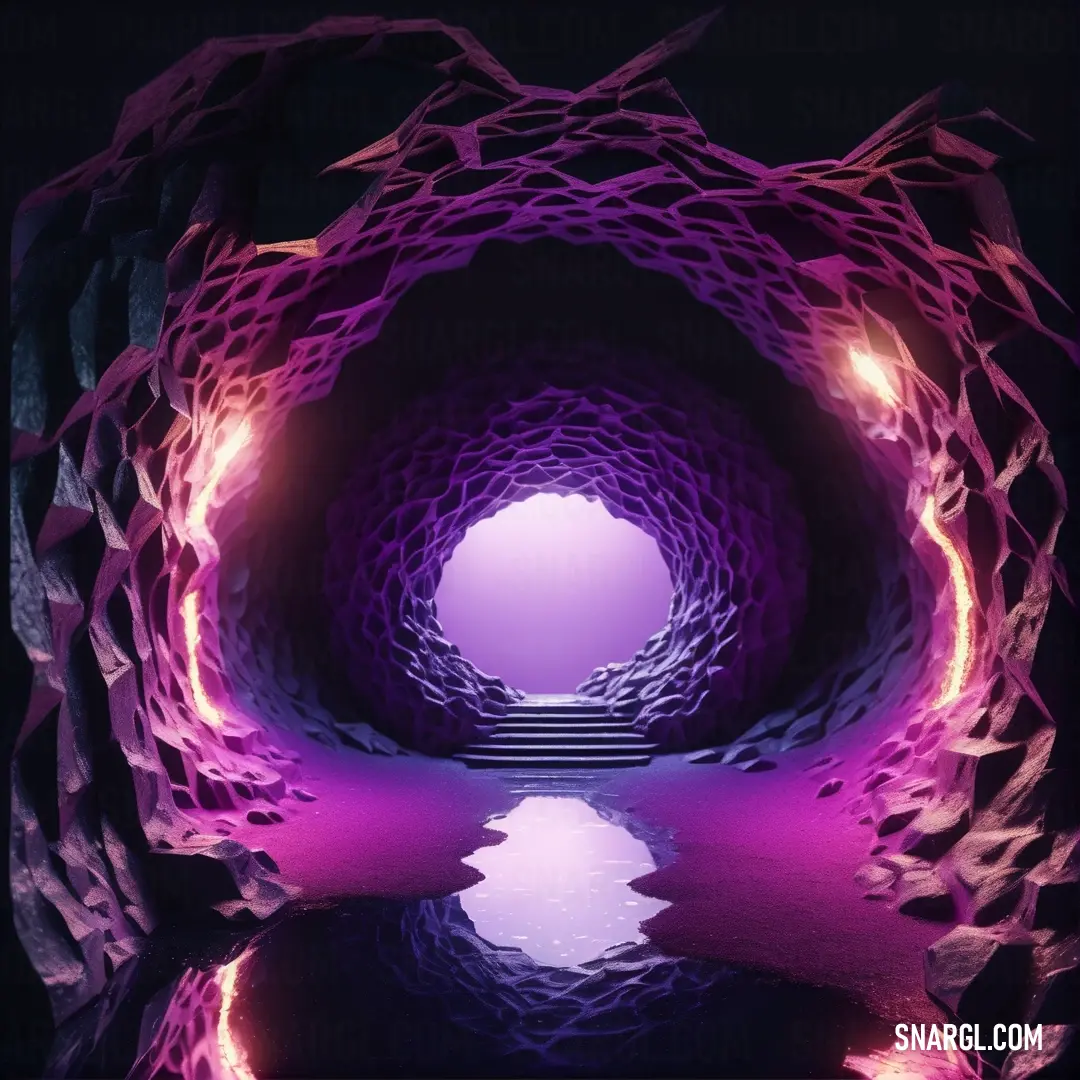 CMYK 42,91,0,0 example: Purple tunnel with a light at the end of it