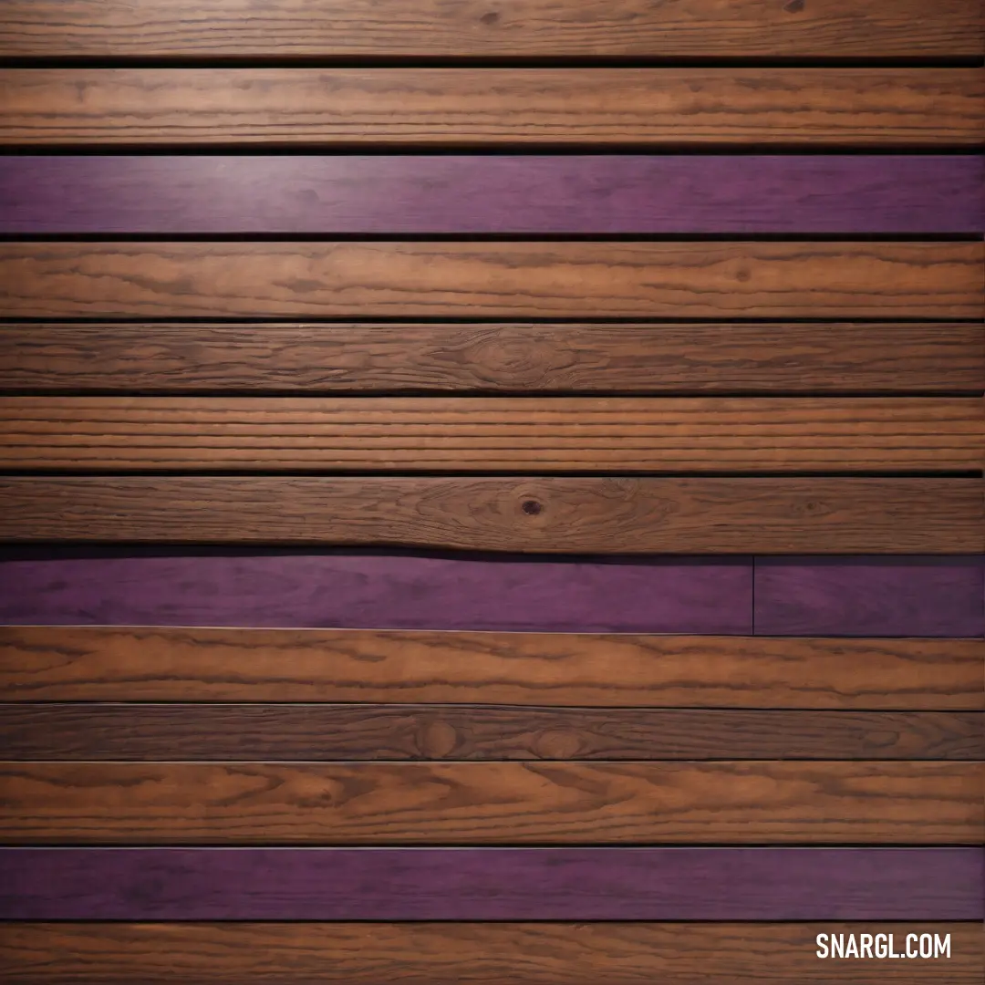 An eye-catching wooden wall adorned with vibrant purple stripes, representing a unique color combination of CMYK 66,100,8,27, which adds depth and character to the space, creating a lively and modern atmosphere.