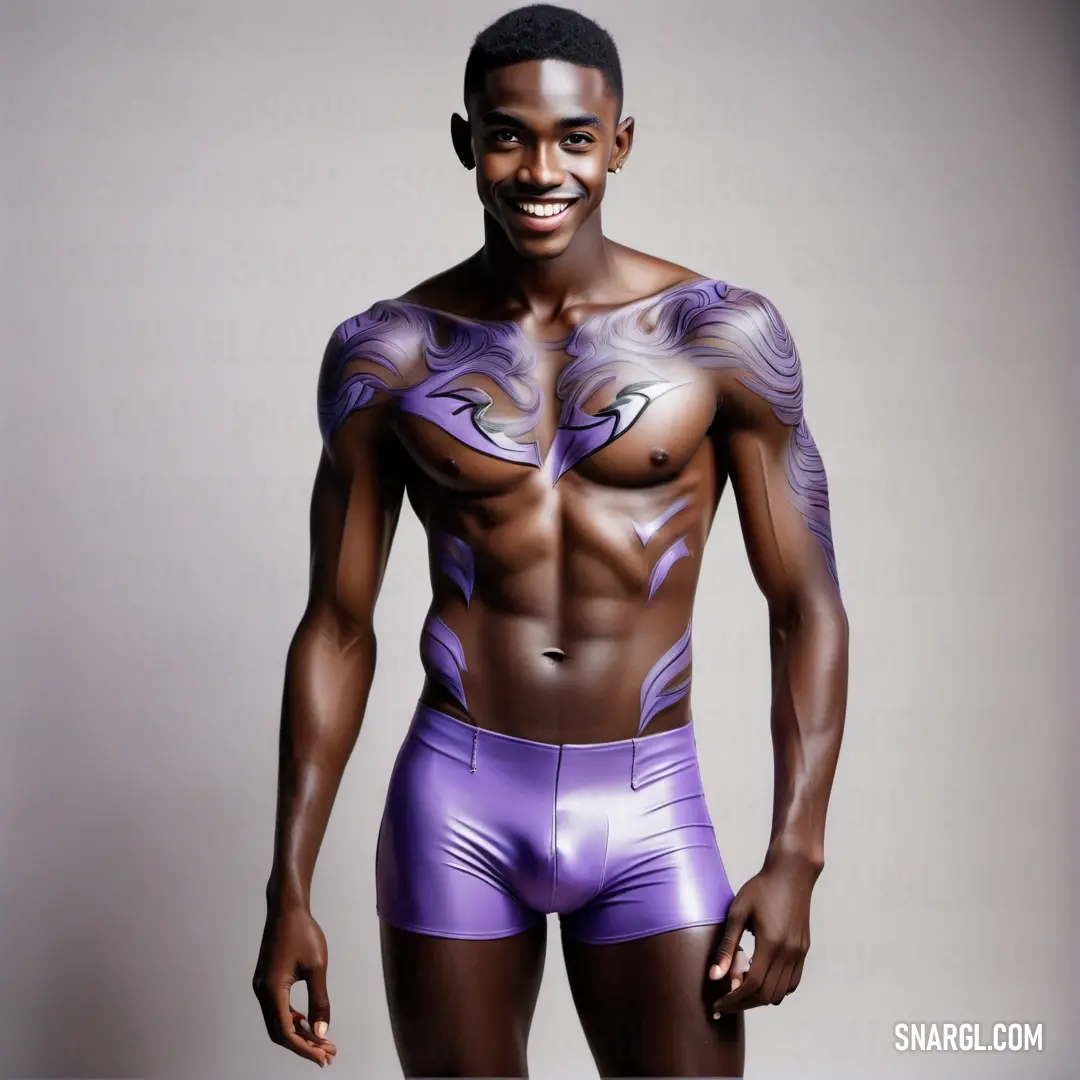 Man with a purple body paint on his chest