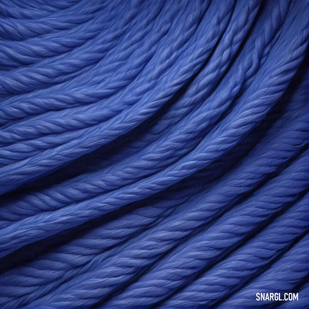 Blue rope is shown in close up view of the rope and the color of the rope is very blue. Example of PANTONE 2757 color.