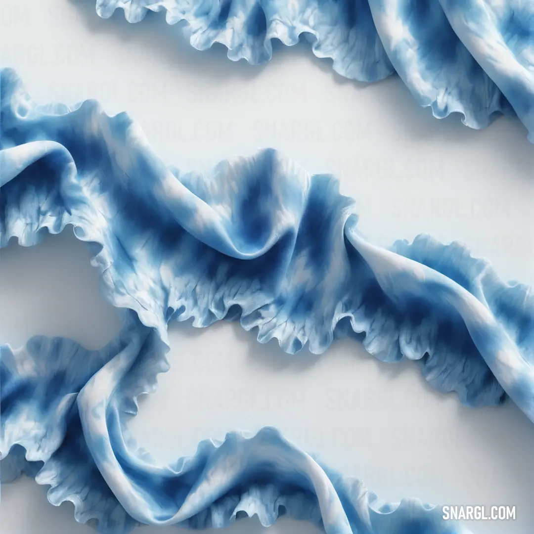 Blue and white abstract painting on a white background. Example of CMYK 68,34,0,0 color.