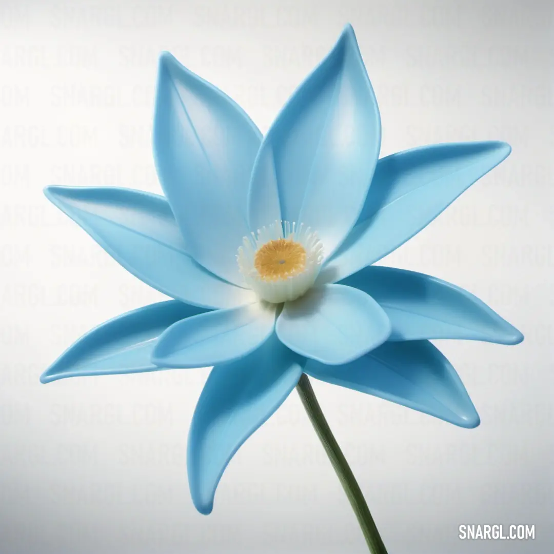 Blue flower with a yellow center on a white background. Example of #89CCDA color.