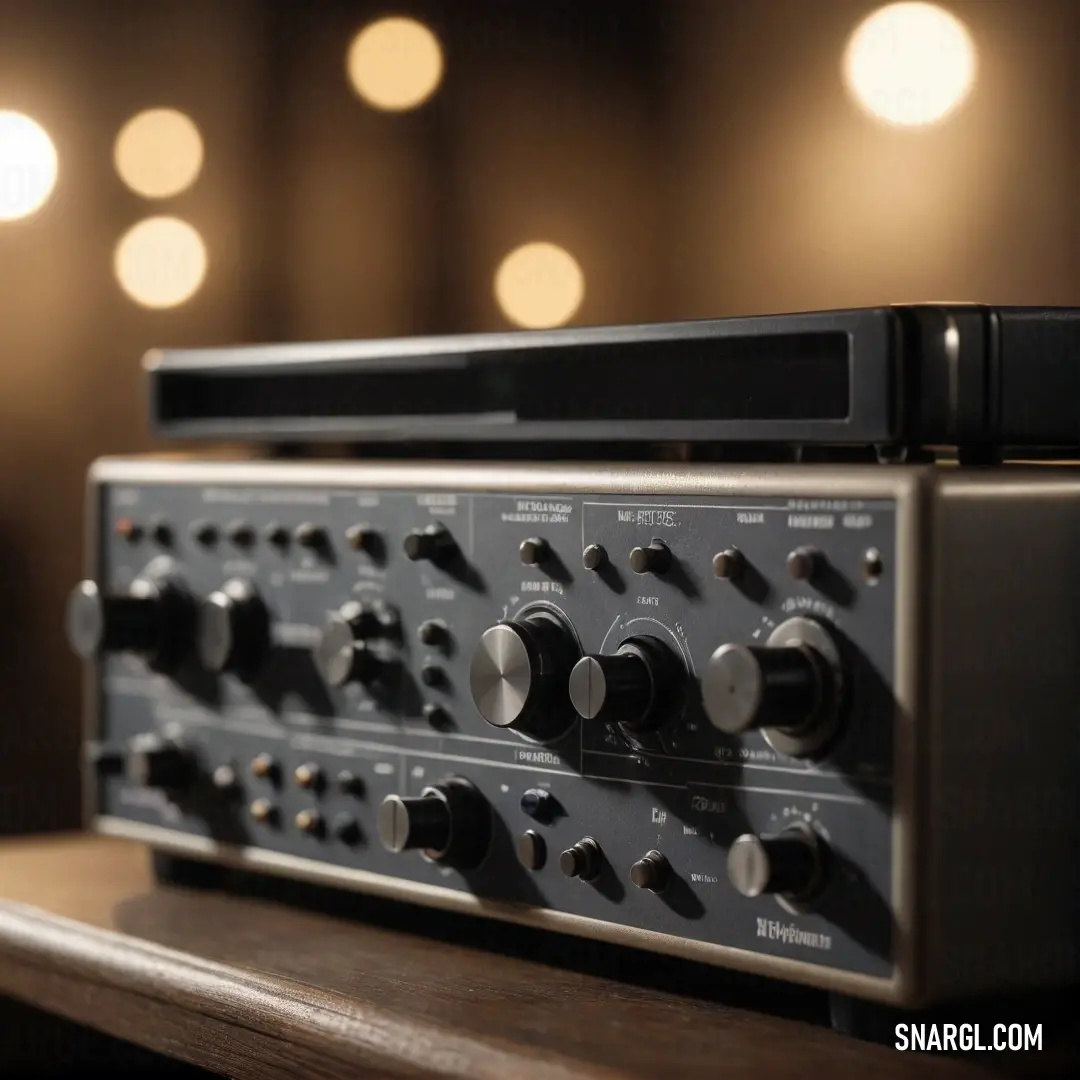 A vibrant close-up view of a vintage radio receiver resting on a table, illuminated by soft, glowing lights in the background. The warm hues evoke a cozy atmosphere perfect for late-night listening sessions.