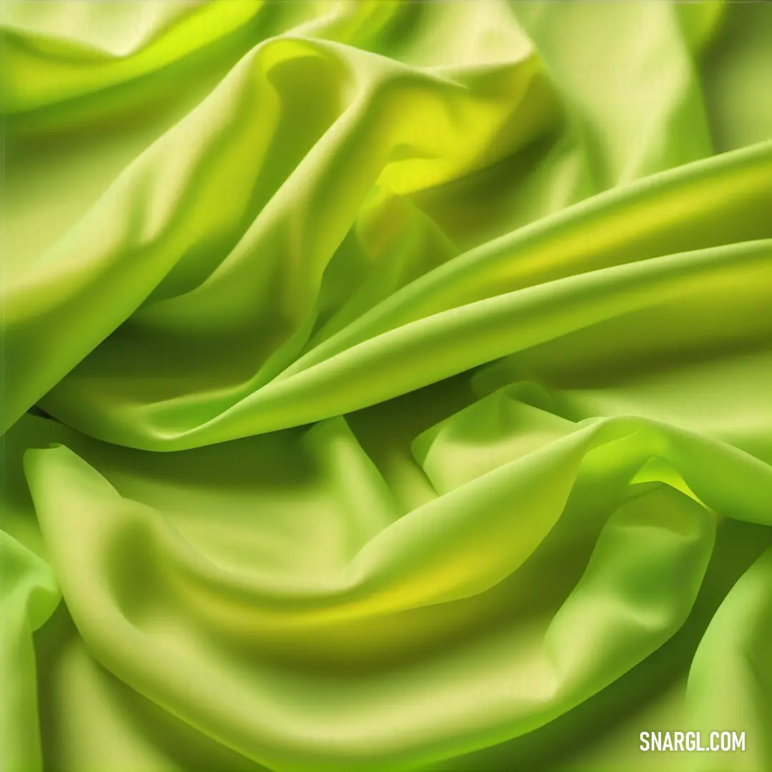 #98C11D color. Green fabric with a very soft feel to it's surface and folds in the background
