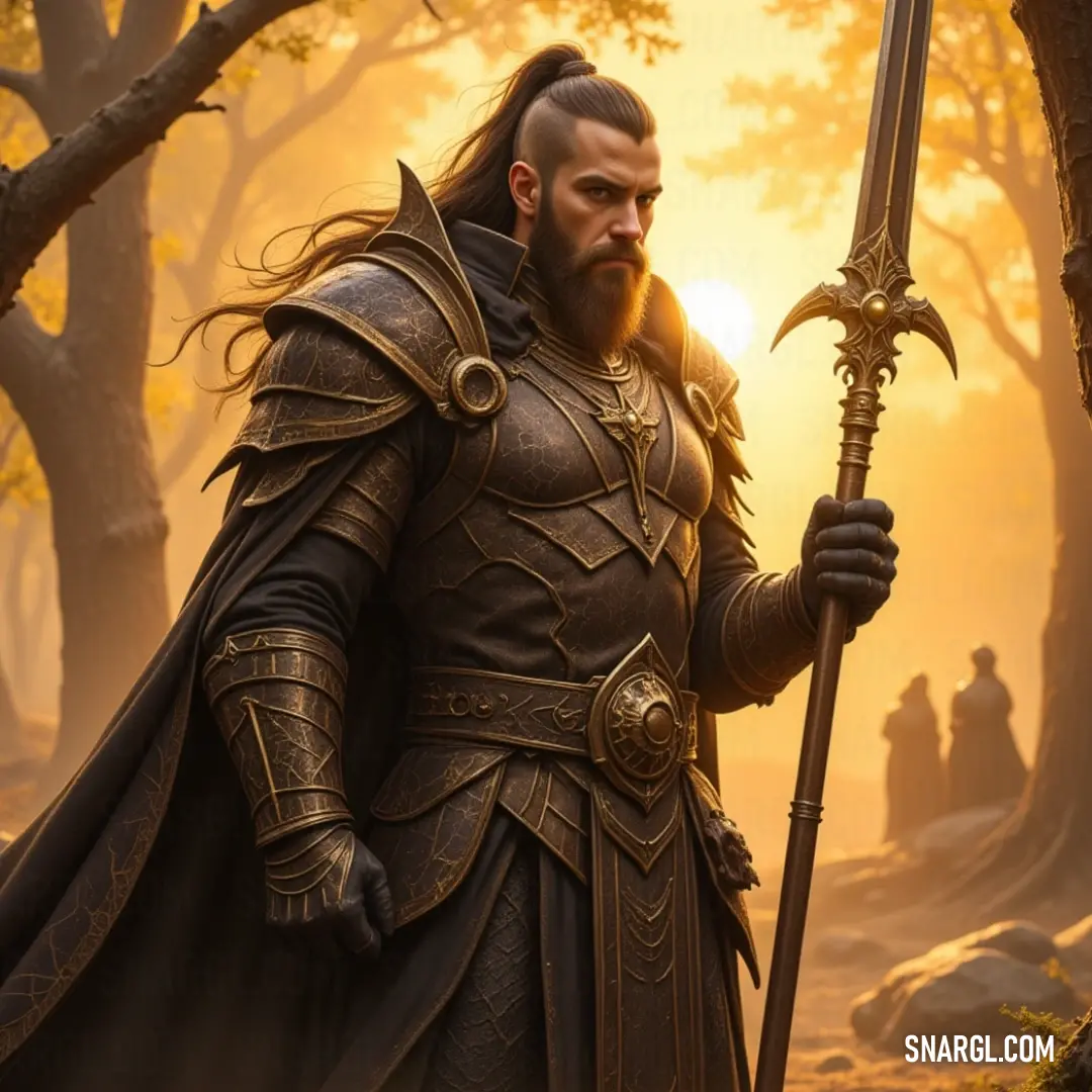 A valiant figure clad in a medieval costume raises a sword aloft, framed by a lush forest backdrop and sunlight streaming through the trees, symbolizing bravery and adventure in a timeless tale.