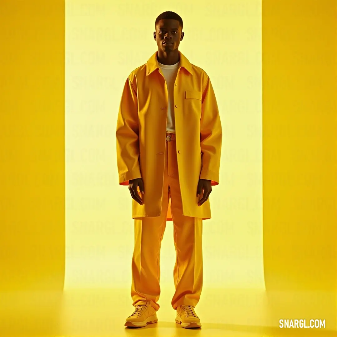 A charismatic man in a bright yellow suit graces a sunlit yellow room. His vibrant attire and the playful decor create a joyful atmosphere, celebrating color and energy in a lively, bright setting.