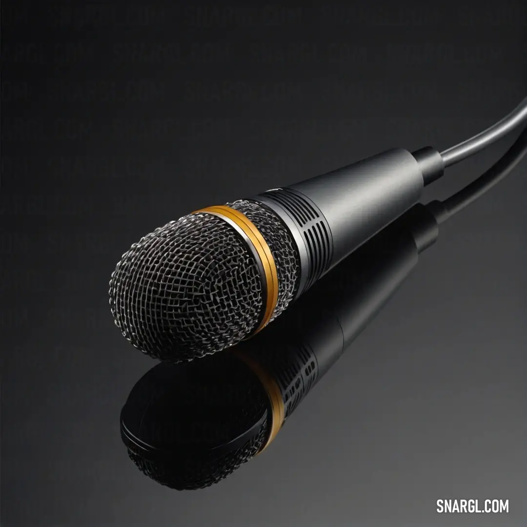 A striking microphone sits boldly against a black background, embodying creativity and expression, capturing the essence of sound and performance in a captivating visual contrast.