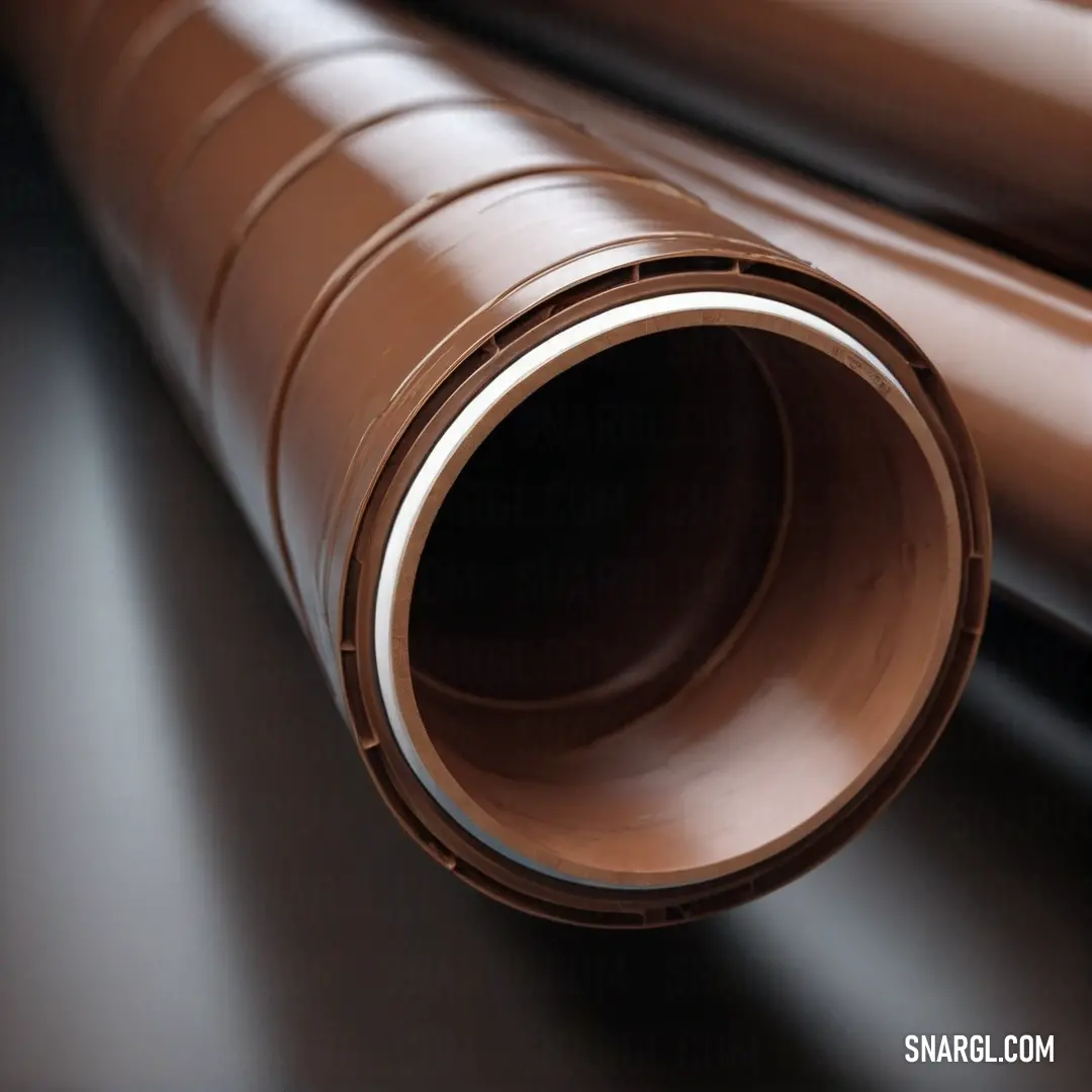 A close-up of a metallic pipe placed on a dark table, with a black background surrounding it. The pipe has a smooth surface with a subtle sheen, highlighting the simplicity and industrial design. The muted color tones create a calm, subdued effect.