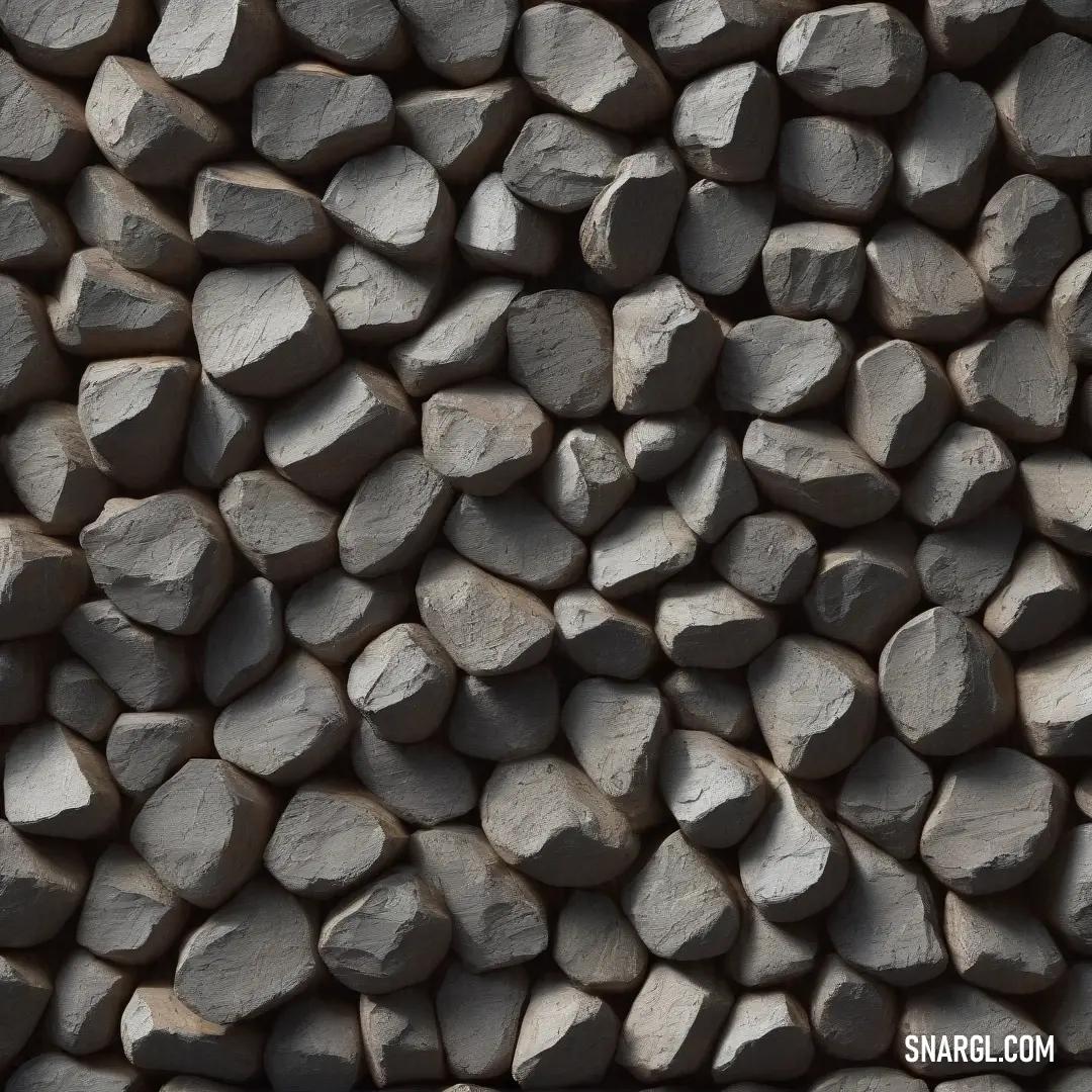 A stone wall made up of rough, irregularly shaped rocks, set against a stark black background. The colors of the stones are subtle, with a soft grey tint. This serene and minimalist image highlights the natural texture and contrast of the stones and the b