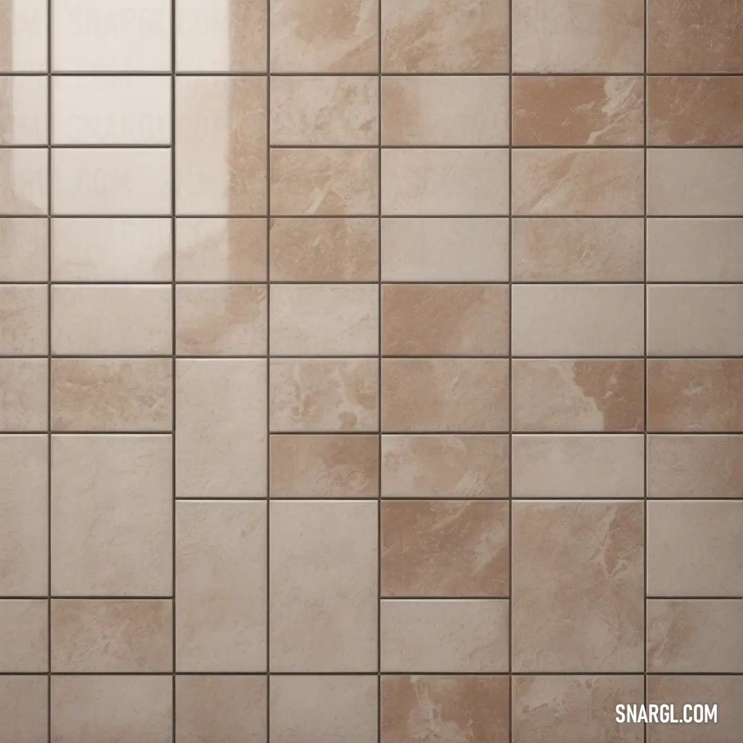 A wall of tiles with a pattern of brown and white squares is contrasted by a white and black object on the right side. The neutral tones of the tiles blend seamlessly with the overall composition, creating a balanced and peaceful atmosphere.