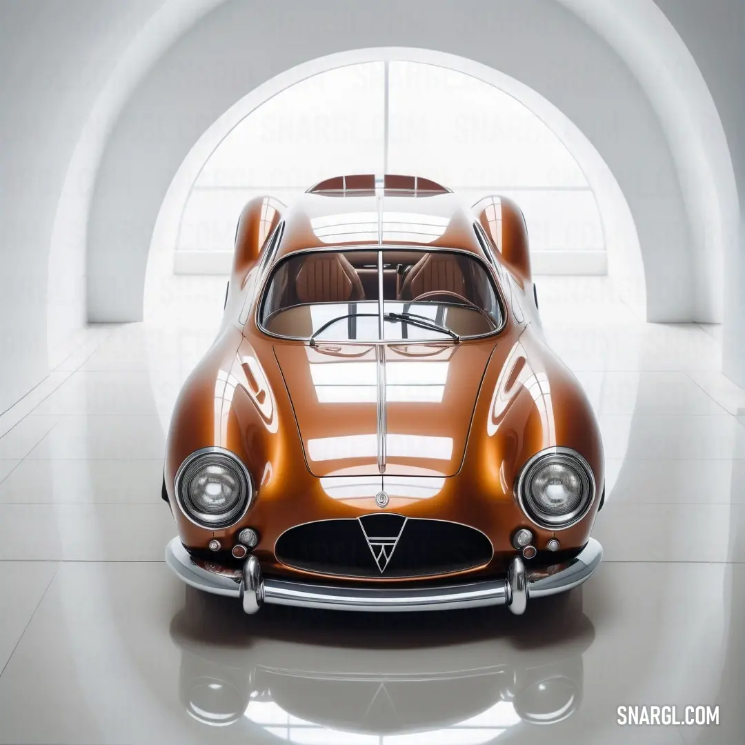 PANTONE 428 color example: Car is shown in a white room with a round window and a white floor