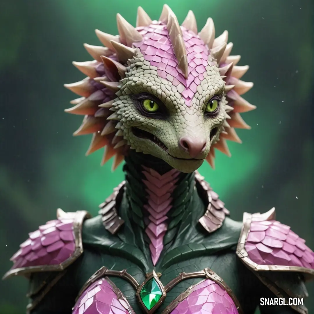 An enchanting close-up of a toy dragon, featuring a mesmerizing green eye and gleaming purple armor that enhances its mythical allure, set against a soft background for added focus.