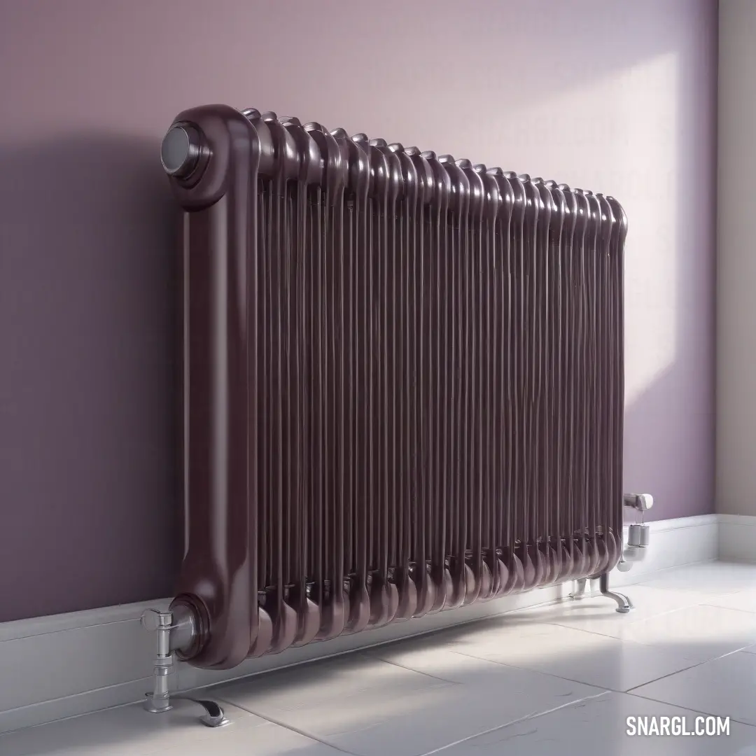 A sleek white radiator stands against a striking purple wall, creating a modern and elegant atmosphere in the room. The white floor adds a touch of simplicity, perfectly complementing the rich purple hue of the wall.