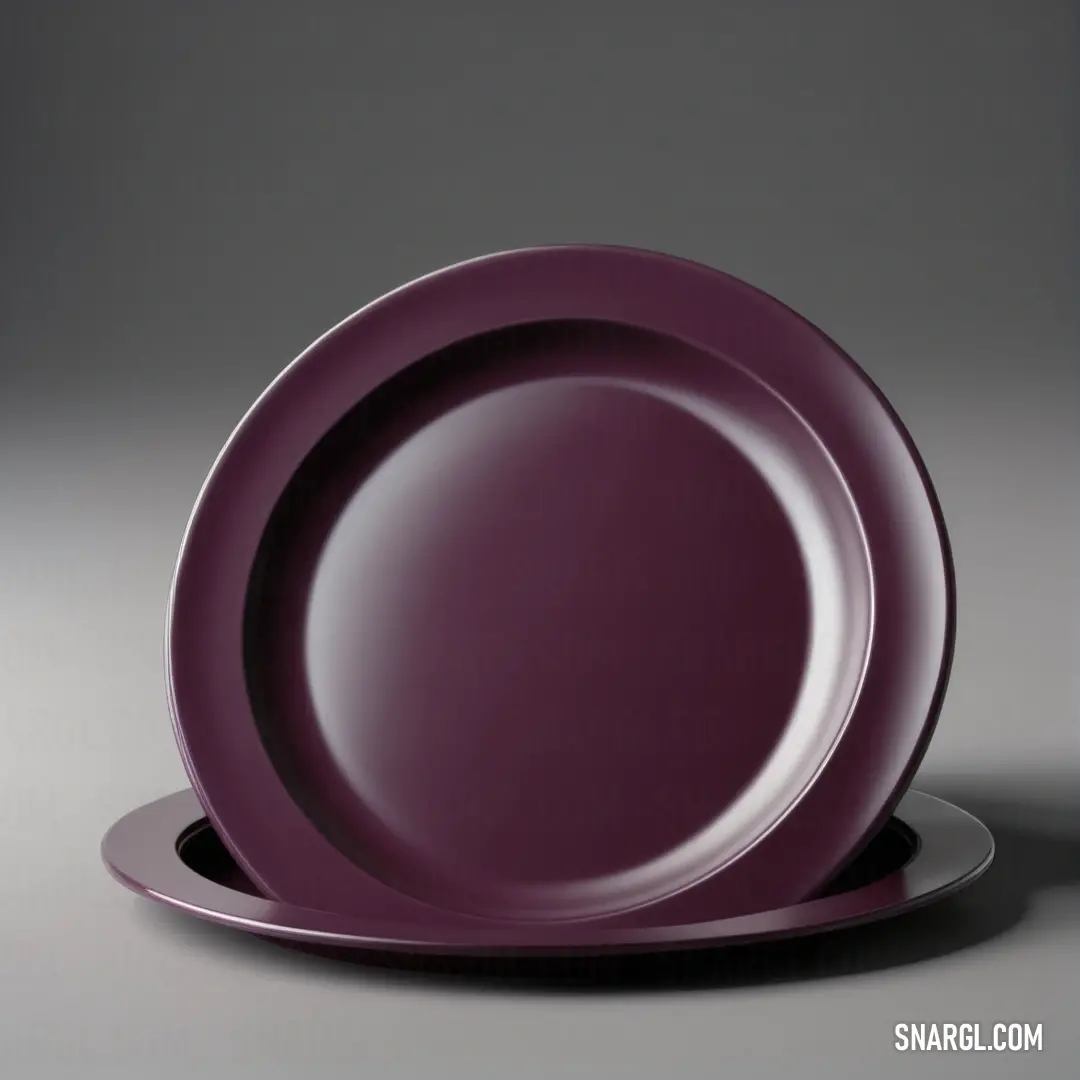 A charming purple plate beautifully arranged on a table, accompanied by an elegant cup and saucer resting atop a delicate plate stand. The rich hues of purple create a delightful dining atmosphere.