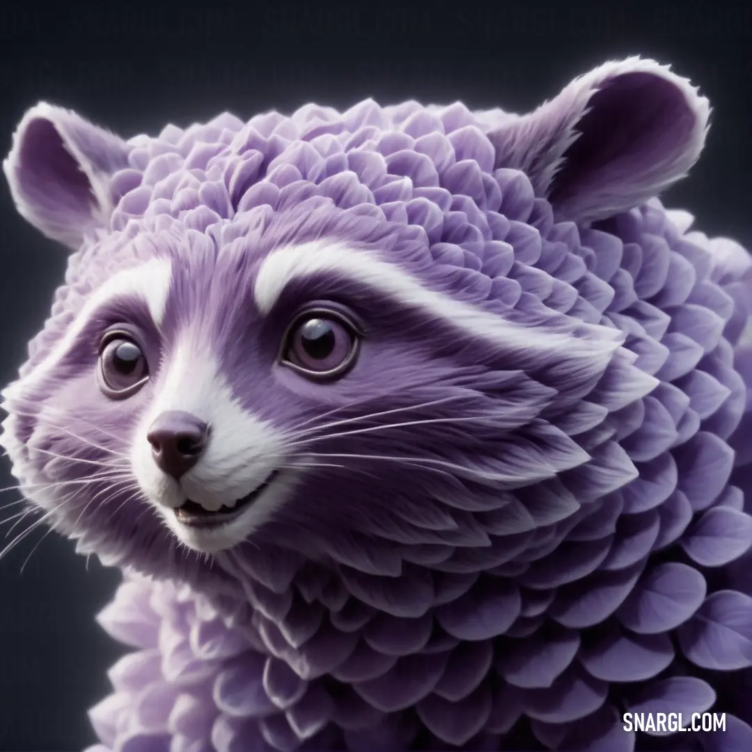 Purple and white animal with a black background. Example of PANTONE 522 color.
