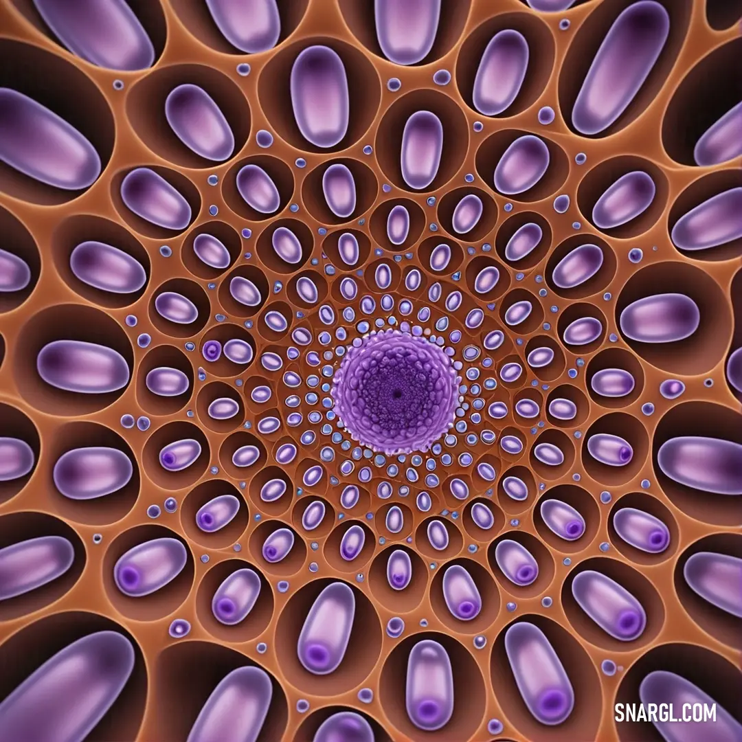 Computer generated image of a purple and orange flower design with bubbles and drops of water on the petals. Example of #C0A2CA color.