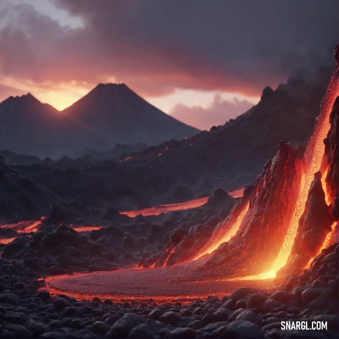 Lava lava with a mountain in the background. Color PANTONE 532.