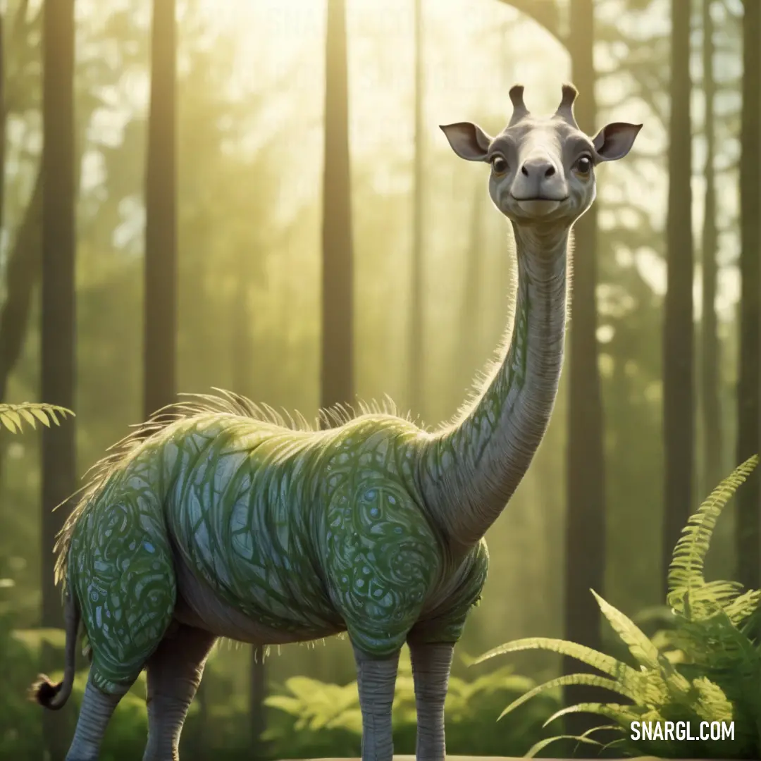 Very cute looking animal in a forest with trees in the background. Color #AFAA6B.