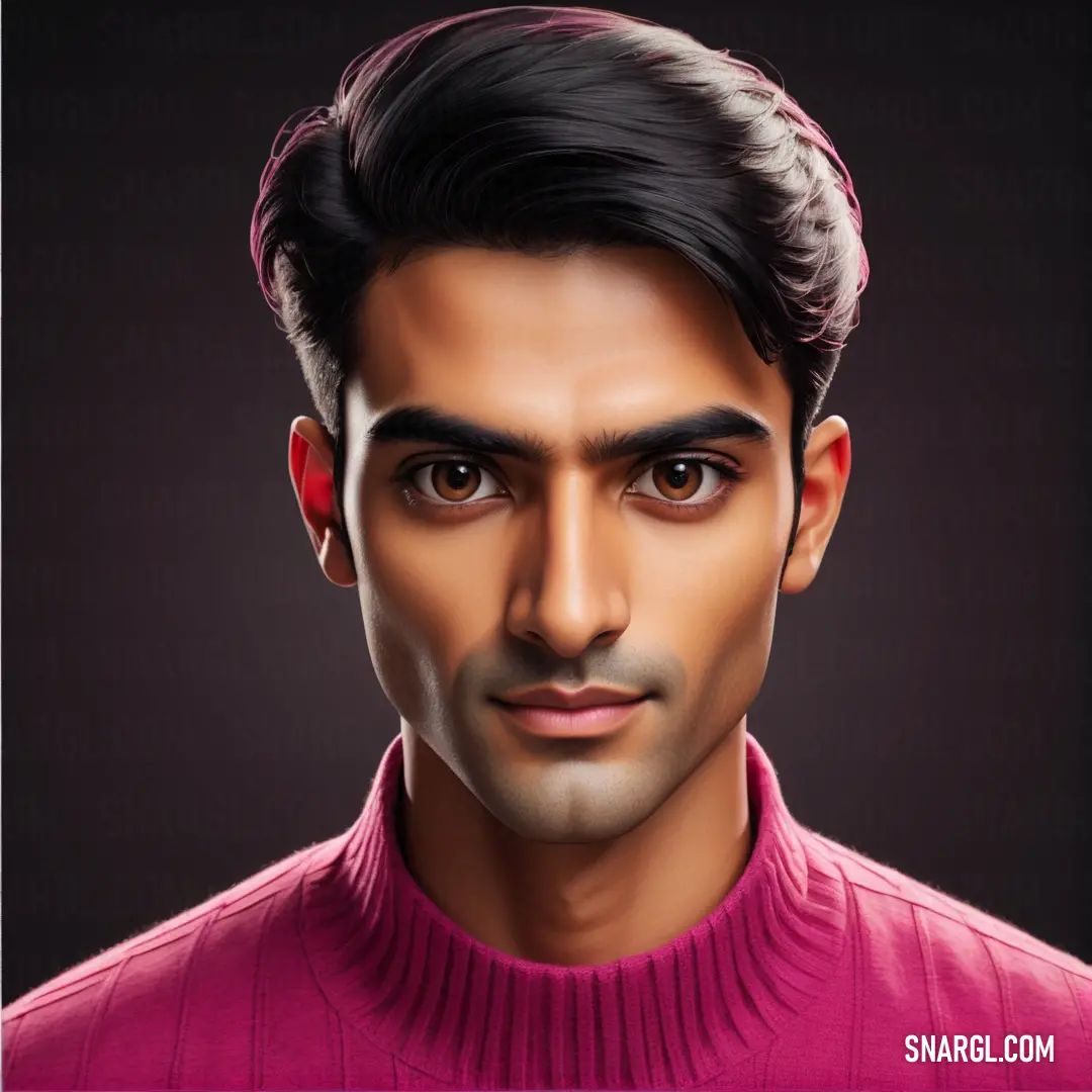 Man with a pink sweater and a black background