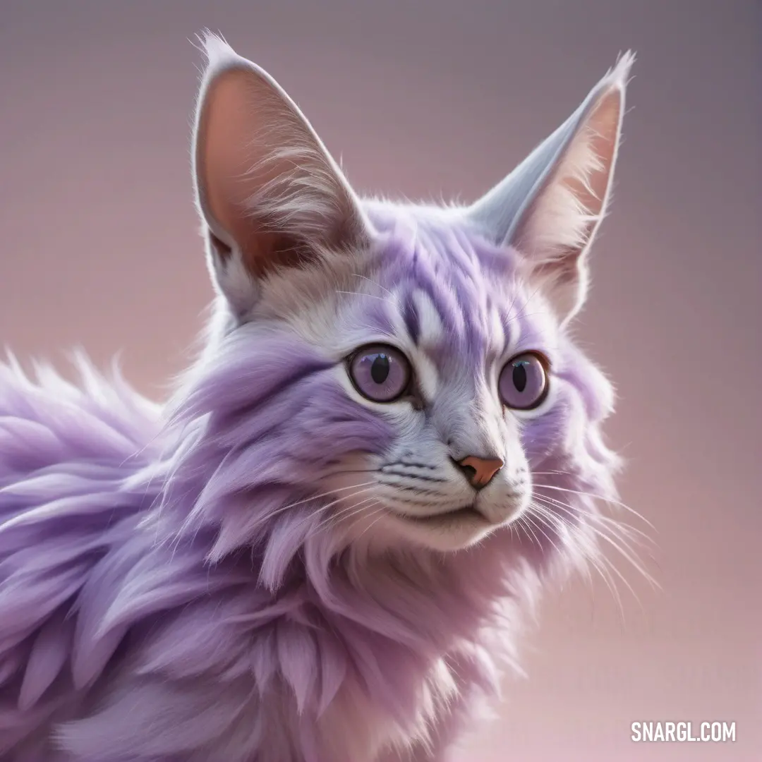 Cat with a purple fur and a pink background. Color #CB96B9.