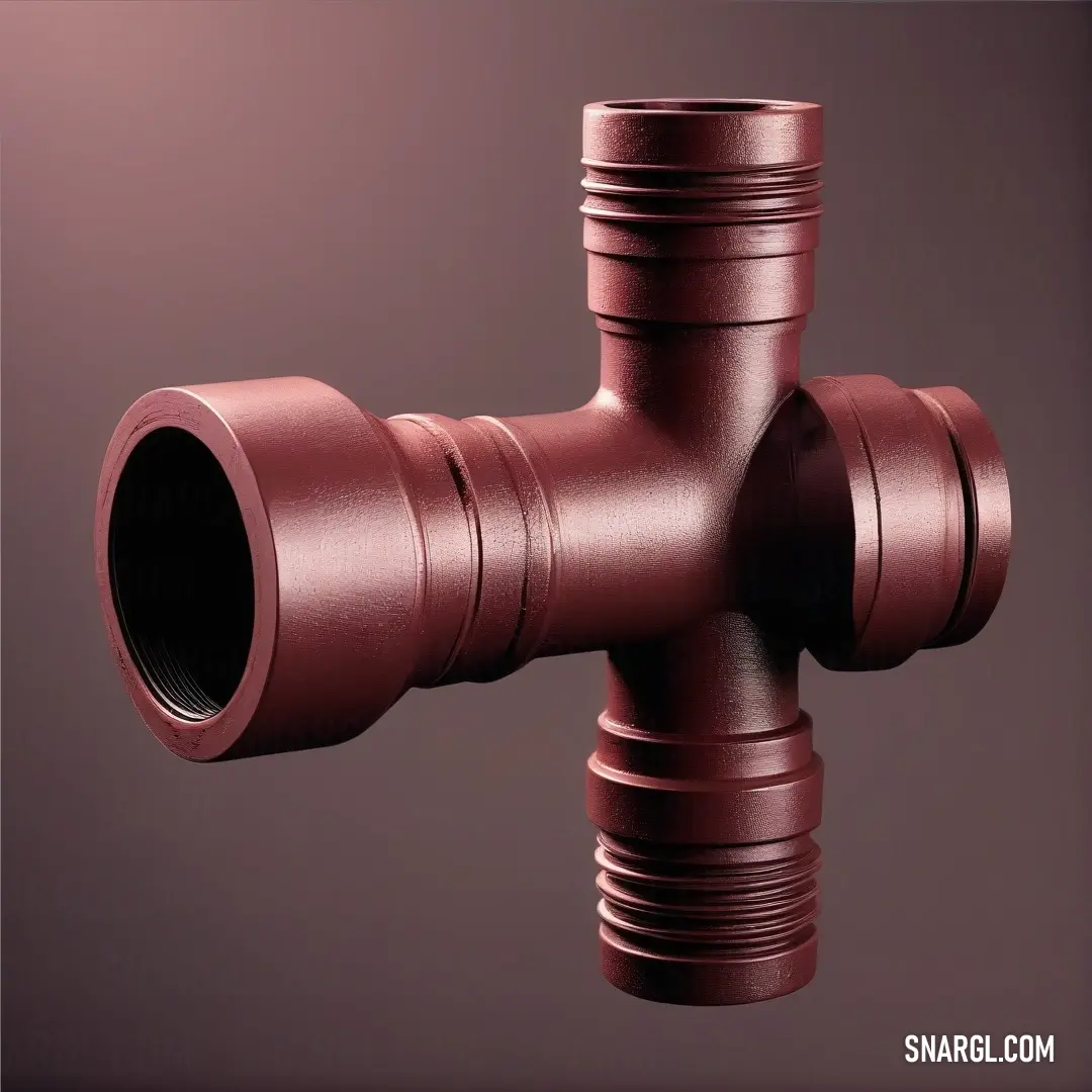 A red pipe against a warm brown background, showcasing the rich texture and contrast between the colors. The pipe, a deep shade of red, complements the earthy tones of the background, making it a striking visual display of the #B973A0 color palette.