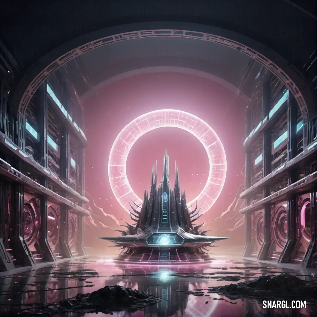 Futuristic city with a futuristic design and a futuristic light source in the background. Example of RGB 183,119,131 color.
